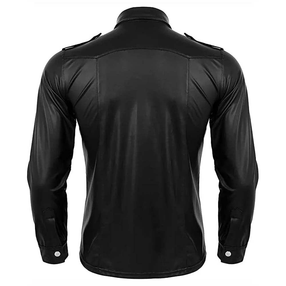 Men genuine leather shirt