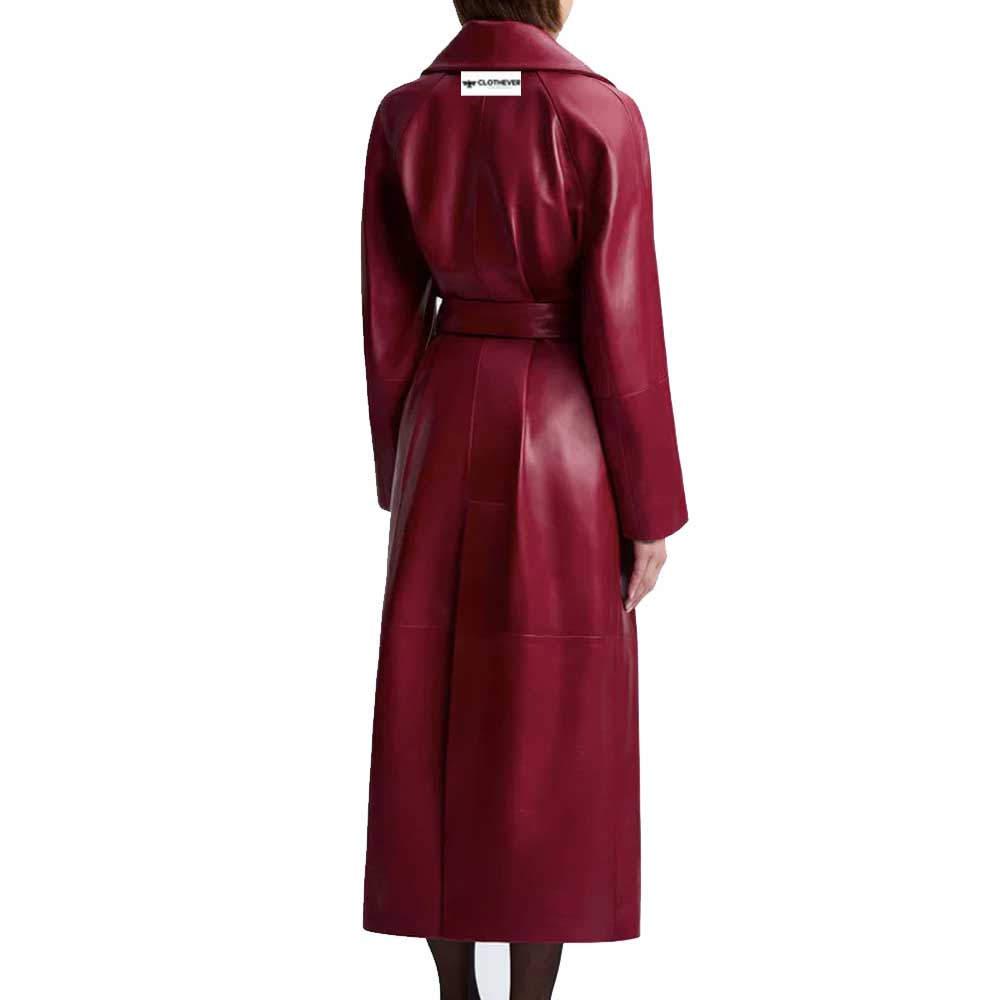 Genuine Leather Trench Coat For Women