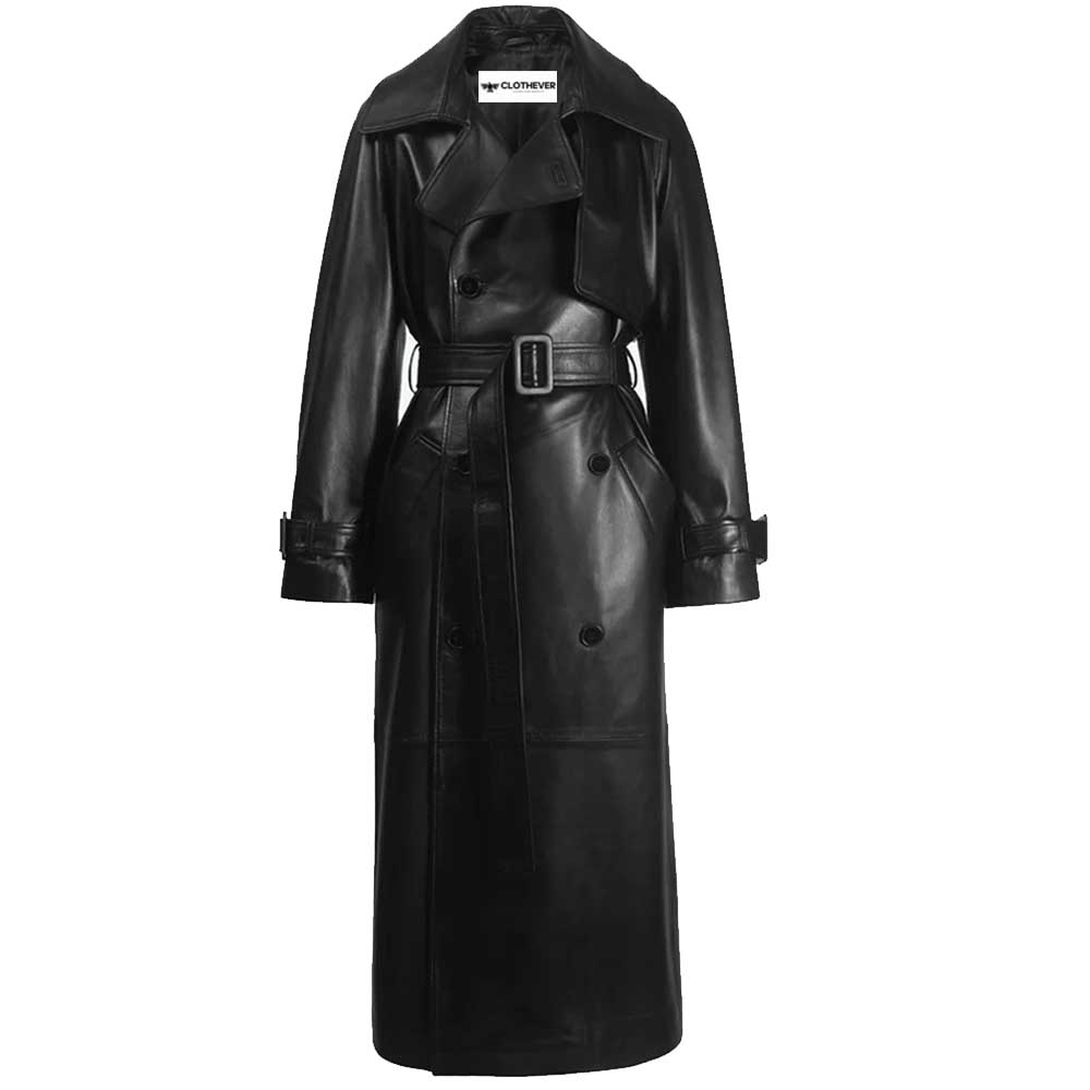 Buy Black Leather Trench Coat