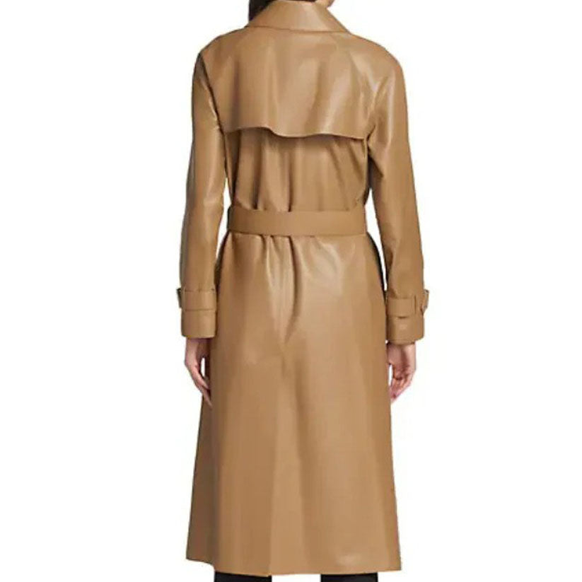 Beige Leather Trench Coat