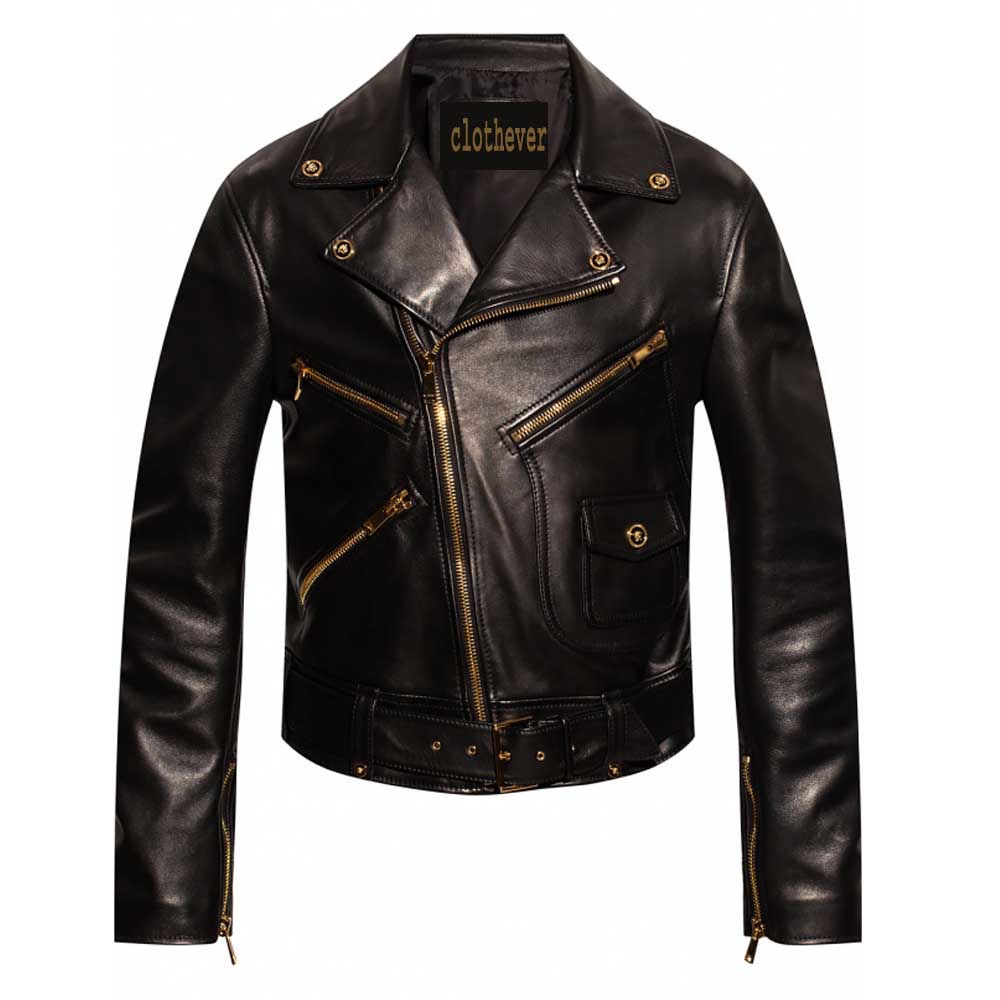 mens biker jacket black