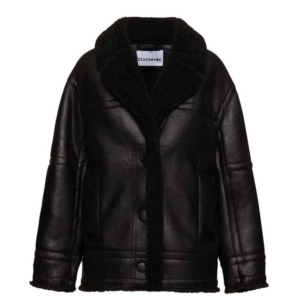 Genuine Black leather shearling jacket