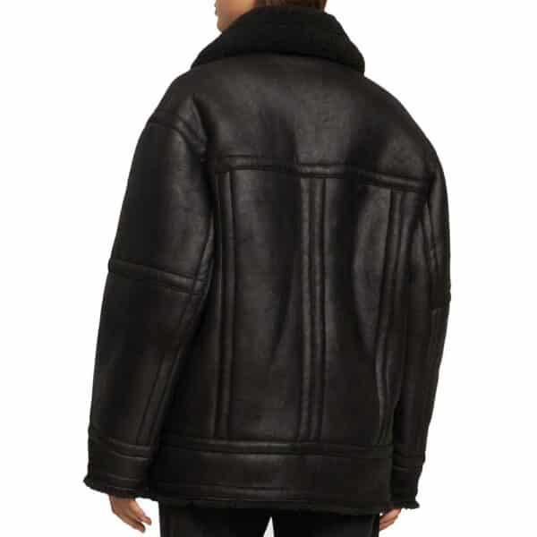 Genuine Black leather shearling jacket